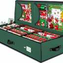 ZOBER Gift Wrapping Paper Organizer Storage - 40" Gift Wrap Storage Containers with Interior Pockets for Bows, Tags & Ribbons - Wrapping Paper Holder, 600D Oxford, Fits 24 Standard Rolls, Green/Black
