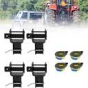 4 Pack Trailer Stake Pocket Winch & Winch Straps Kit, 4" x 30' Yellow Winch Strap with Flat Hook, Working Load Limit 5,400 LBS/Breaking Strength 16,200LBS for Flatbed Trailer, Black