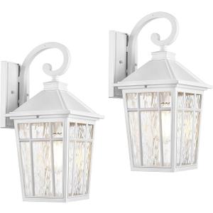 Darkaway 2pcs Large Outdoor Wall Lights for House, 18inch Exterior Lighting Fixtures Wall Mount Outside Wall Sconce with Water Ripple Glass for Porch Patio Front Door, White 