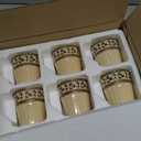 Handmade Ceramic Tea Cups Set  6 Desi Kulhad Chai/Coffee Cups (5 oz Capacity), Lead-Free, Dishwasher & Microwave Safe, Glazed, Glossy finish Clay Tea Cups/kulhar/kullar - Ivory Color (Large, Warli Art on Ivory Color)