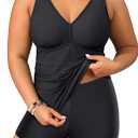 Yonique Womens Plus Size Swimsuits with Shorts Tummy Control Tankini Two Piece Bathing Suits Athletic Swimwear (Black), 16 Plus