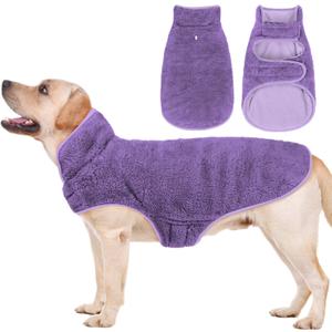 Malier Dog Winter Coat, Reversible Fleece Dog Cold Weather Coats, Windproof Warm Snow Puppy Jacket Vest Pet Clothes for Small Medium Large Dogs (Purple, M)