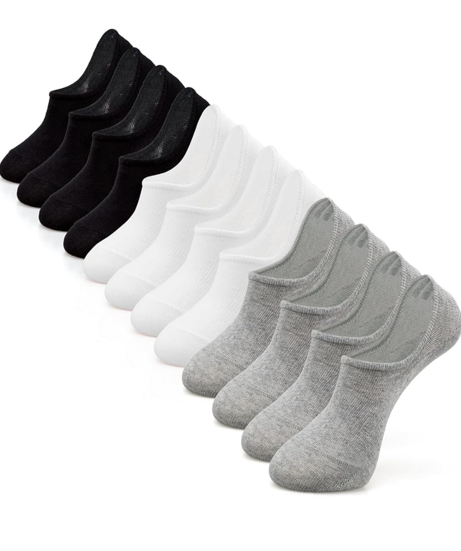 IDEGG No Show Socks Womens and Men Low Cut Ankle Short Anti-slid Athletic Running Novelty Casual Invisible Liner Socks,  A_6 Pairs(2 Black, 2 Gray, 2 White)