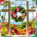 Cinnvoice Hawaiian Leis Flower Wreath Decoration Tropical Wreaths for Front Door Hawaiian Door Hanging Decor Summer Tropical Floral Wall Decor for Indoor Outdoor Decoration