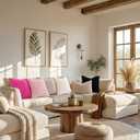 decorUhome Summer Cozy Faux Fur Throw Pillow Covers 12x20 Set of 2 Decorative Soft Plush Striped Lumbar Modern Farmhouse Boho Couch Pillow Cases with Velvet Back for Sofa Bed Living Room, Hot Pink