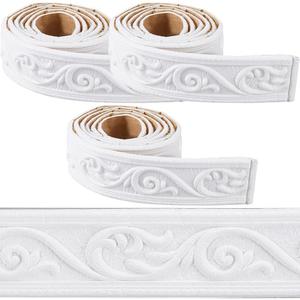 CRASPIRE 266 x 2in Crown Molding 88.6in/Roll Peel and Stick Foam White Self Adhesive Flexible Trim 3D Sticky Vintage Decorative Wallpaper Border Wall Edging Baseboard Mirror Border Lines DIY Decor