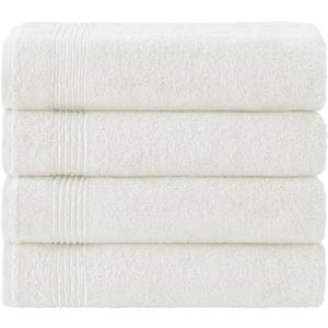 Ozdilek 4-Piece Bath Towels, 27x54, 100% Turkish Cotton, Luxury Quick Dry, Extra Large, Fade-Resistant, Eco-Friendly, Spa Towel, Comfortable (Ivory)