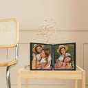 Double 8x10 Picture Frame Hinged Folding Vertical Stand for Tabletop Display, Wood Two Opening 8x10 Double Photo Frame Collage with Shatter Resistant Plexiglass, Black