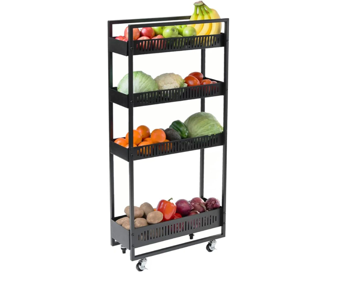 Heavy Duty Rolling Cart with Shelves & Locking Wheels | Multi-Level Kitchen Utility Cart or Food Trolley for Storage, Serving, & Organization | Kitchen Shelfs with Wheels