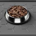 Pieviev 16''x12'' Dog Cat Food Bowl Mat, Silicone Waterproof Food Grade Pet Food Mat for Floor, High Raised Edge to Prevent Spills, Non-Slip & Easy Clean Pet Placemat for Dog & Cat Bowls, Dark Gray