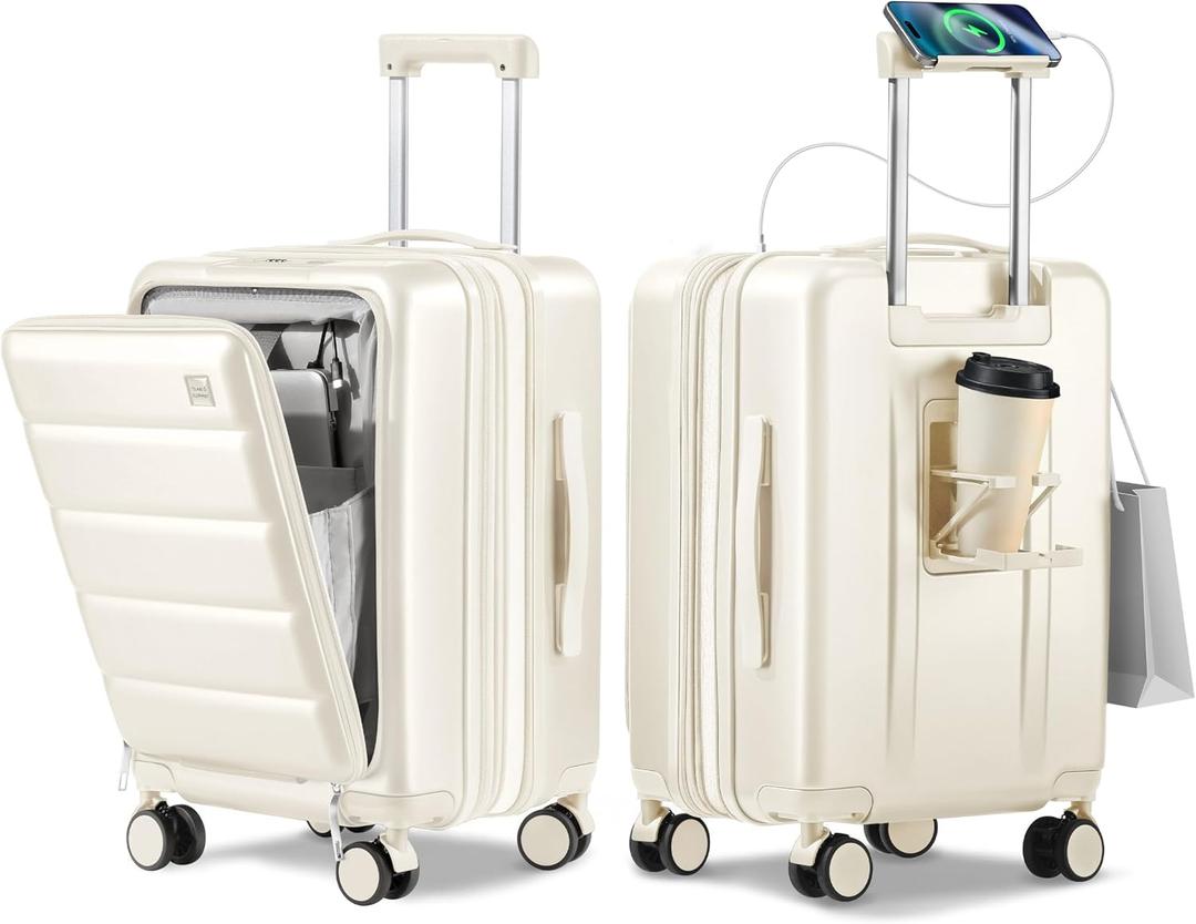 ISLAND ELEPHANT 20IN Expandable Carry On Luggage-Milky White