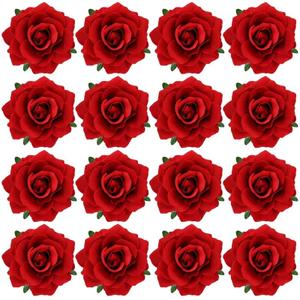 Cinaci 16 Pieces Flamenco Dancer Mexican Wine Red Rose Flower Alligator Hair Clips Barrettes Brooches Prom Party Wedding Bridal Hair Pins Accessories for Women Girls