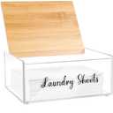 Acrylic Laundry Detergent Sheets Holder with Bamboo Lid, Laundry Soap Sheets Container Box Dispenser for Laundry Room