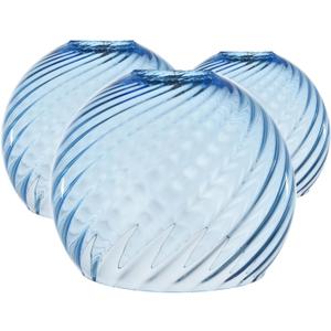 3-Pack Blue Ripple Glass Globe Cover for Ceiling Fixture Replacement, E26 Base 1-5/8 Inch Fitter, Globe Cover for Ceiling Wall Fixtures Lamp Posts or Streetlights