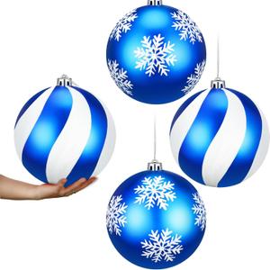 Poen 4 Pcs Extra Large Christmas Ornaments Indoor and Outdoor Christmas Plastic Balls Shatterproof Plastic, UV and Water Resistant Ball Ornaments for Yard Tree Hanging Decorations(4 Pcs,6 Inch)