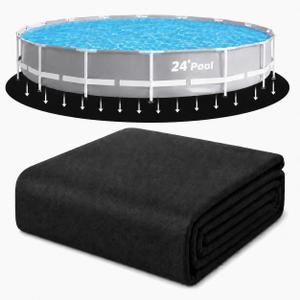 24-Foot Round Pool Pads for Above Ground Pool, Durable Geotextile Fabric Under Pool Liner Pad, Puncture Resistant Pool Ground Pad, Extend Liner Life, Black