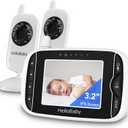 HelloBaby Baby Monitor with 2 Cameras, Baby Monitor No WiFi, Night Vision, 2-Way Audio, Remote Pan & Tilt, 2X Zoom, ECO Mode, 8 Lullabies, Sound Activated Screen