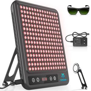 Red Light Therapy Panel, 225 Dual-Chip LEDs with 660nm Red & 850nm Near Infrared Light for Face, Skin, Sleep, Body Relaxation, Portable Therapy Panel with Stand & Timer
