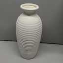 Rustic Ceramic Threaded White Vase, 14.4" H Tall Vases for Centerpieces,Handmade Large Decorative Vase for Living Room Decor,Vintage Farmhouse Pottery Flower Vase for Entryway Fireplace|Off-White