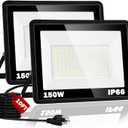 150W LED Flood Light,18000LM Floodlight with Plug,IP66 Waterproof Outdoor Lights, 5000K Daylight White Security Lights,Outdoor Floodlights for Yard Stadium Garden2 Pack