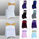 Spandex Chair Sashes Bows - Babenest 100PCS Premium Stretch Chair Cover Band with Buckle Slider Universal Elastic Chair Ties for Wedding Easter Party Ceremony Reception Banquet Decoration (Gold)