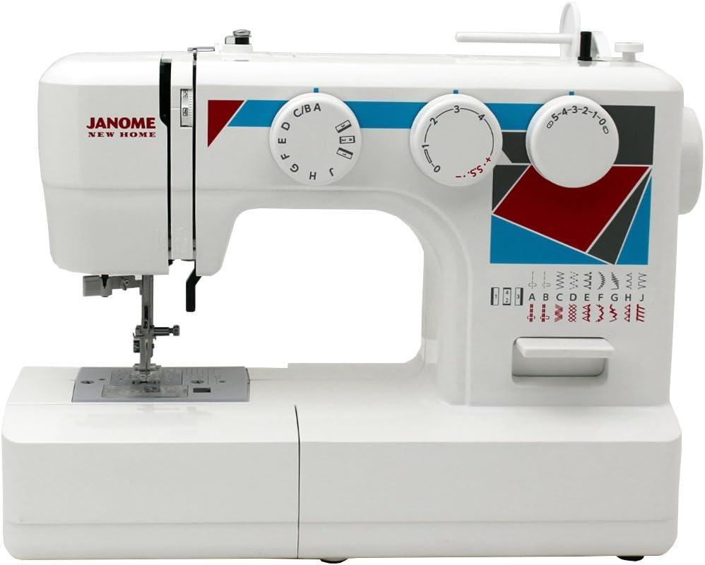 Janome MOD-19 Easy-to-Use Sewing Machine with 19 Stitches, Automatic Needle Threader and 5-Piece Feed Dogs, White