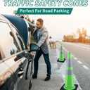 BESEA 8Pack 28" inch Traffic Cones Green Safety Cones with 6 inch Reflective Collar for Construction Driveway Road Parking Use(8 PCS)