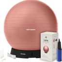 Retrospec Luna Exercise Ball with Pump - Anti-Burst Fitness Equipment for Yoga, Core Training & Stability - Home Gym Swiss Ball for Office & Pregnancy, 55cm, Rose