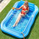 Inflatable Tanning Pool Lounger Float with Sprinkler, 77" x 48" XL Tanning Pool for Adults with Pillow & Cup Holder, 6 in 1 Suntan Tub Sunbathing Bed Pool Floats Adult for Backyard, Beach & Lake