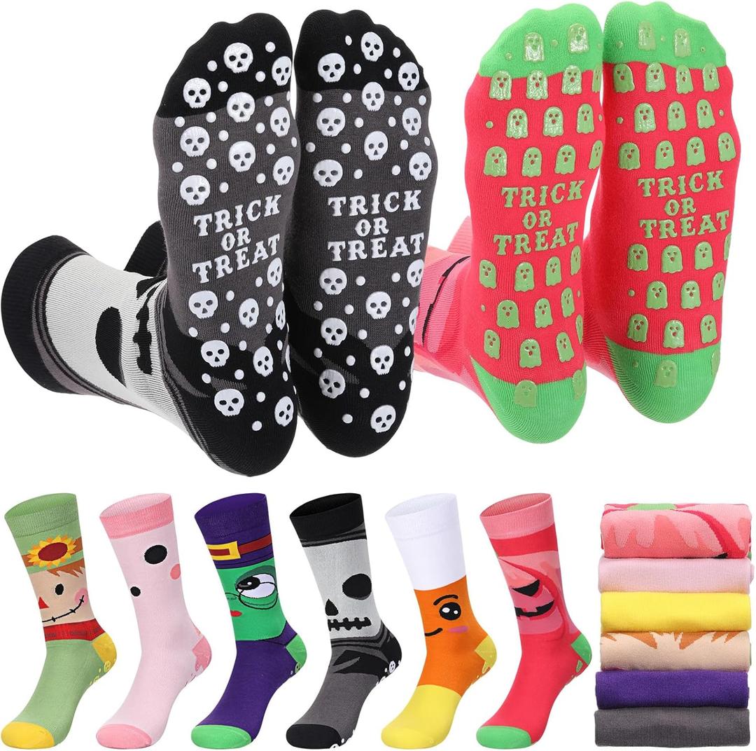 6 Pair Christmas Pilates Socks Novelty Socks Non-Slip Grippy Yoga Supplies for Merry Christmas Dance Workout