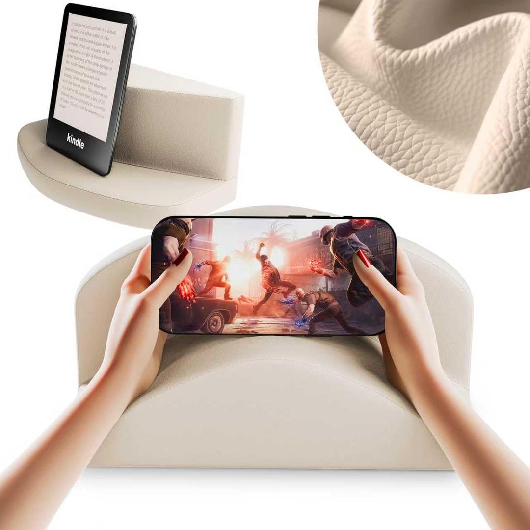 Pillow Phone Holder, 2-in-1 flip Design, Pillow Stand Compatible with 12.2 Kindle, Phone,Reduce Wrist Pressure,Multi-Angle Tablet Pillow Stand with Removable case, Washable
