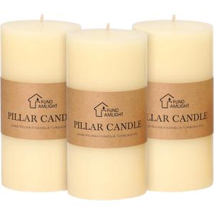 3x6 Inch Ivory Pillar Candles Set of 3-Decorative Unscented Pillar Candle, Long Burning Dripless Candles for Table Decor, Smokeless Large Pillar Candle for Wedding Table, Dinner