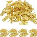Hordion 20pcs Hook Hasp Latch, Golden Swing Arm Clasp Latch Zinc Alloy Jewelry Box Latch with Mounting Screws
