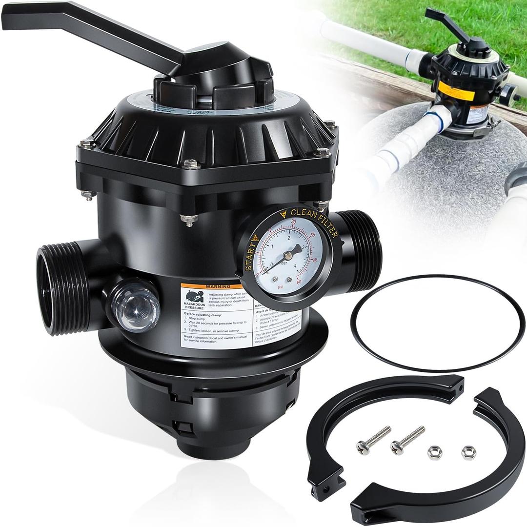E-cowlboy 262506 1-1/2-Inch 6-Way Clamp Style Multiport Valve Top Mount for Tagelus/Sta-Rite Cristal-Flo II/Meteor/Sand Dollar/StarBright Pool and Spa Sand Filter