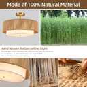 Boho Semi Flush Mount Ceiling Light Rattan Ceiling Light 18" Farmhouse Ceiling Lamp with Natural Hemp Rope Fabric Lampshade for Dining Room Living Room Bedroom Kitchen, Size: 18" Hemp Rope&Fabric