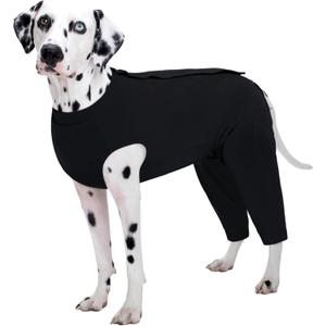 Kuoser Dog Surgery Suit Female Spay Male Neuter, Dog Leg Sleeve to Stop Licking Soft Dog Onesie for Abdominal Wound, Dog Recovery Suit Rear Leg Sleeves Pet Elbow Brace Protector Dog Pants, Black 4XL (4X-Large (Back Length: 68CM / 26.77"))