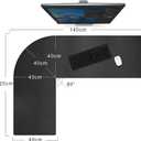 CENNBIE Dual Sided L Shaped Desk Pad, ‎‎(47.2"+55") x 16" Corner Leather Desk Pad,l Shaped Desk Gaming mat,Waterproof l Shaped Leather Mouse pad,Home Office Accessories Corner Desk Mat(Black), 15.8" x 55.1"