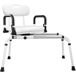 360 Sliding Shower Chair Tub Transfer with Swivel Seat, Height Adjustable, Pivoting Arms, 500 Lbs Capacity, for Elderly Disabled and Handicap for Bathtubs and Showers (X-Large)