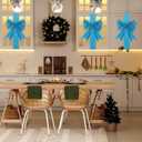Ganeen 7 Pieces Christmas Cabinet Door Ribbon Bow Large Christmas Festive Ribbons Cabinet Bows Xmas Tree Wreath Bow (Blue)