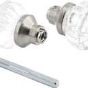 Prime-Line E 28315 Mortise Style Fluted Glass Door Knobs - Perfect for Replacing Broken Antique Lock Sets on Interior Doors, Features 2 In. Outside Diameter Knobs, Satin Nickel (Single Pack)