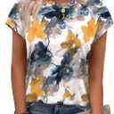 Alaroo Womens Summer Tops Short Sleeve Shirts Crew Neck Cute Trendy Tunic Blouses (S-3XL) (Medium, Print 08)