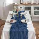 2 Pack 10 Ft Cheesecloth Table Runner Navy Blue Gauze Long Table Runners Boho Gauze Cheese Cloth Table Runner Rustic Sheer Runner for Wedding Party Table Decor ( 35 x 120 Inch )
