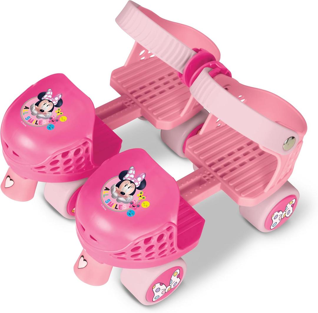 Minnie Mouse Junior Skates Includes Knee and Elbow Pads, Size Adjustable Design for Growing Feet J5-J10