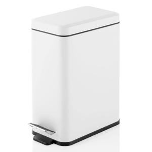 mDesign Pedal Bin Waste Bin with Pedal, Lid and Plastic Bucket Insert for Bathroom, Kitchen, and Office Metal Household Rubbish Bin with Ergonomic Design White