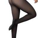 Womens Fleece-Lined Tights - Ultra-Warm Fake Sheer Look Pantyhose Thick Leggings for Winter (Medium Plus, Black)