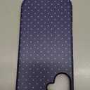 Aleviker Case for iPhone 16, Glossy Hybrid 2-Layer Hard Shell, Aesthetic Scratch Resistant Cover, Navy Blue Polka Dot