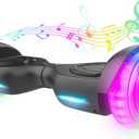 Hoverboard with Music Speaker, 6.5" LED Wheels Lights Self Balancing Scooter, Max 5/6 Miles Range & 6.2mph Powered by Dual 200W/250W Motor, UL2272 Certified, Hover Board Present for Kids