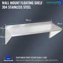 Stainless Steel Shelf 2 Pack 12"x36", Wall Mounted Metal Shelves