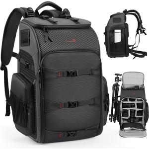 STARTRC VCR Camera Backpack Professional Bag 40L DSLR/SLR Mirrorless Travel Case Photography Tactical Compartment Compatible with Canon/Nikon/Sony Camera Holder Tripod Lens Laptop