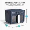 Martha Stewart French Door Air Fryer Toaster & Convection Oven 34QT, Indigo Blue